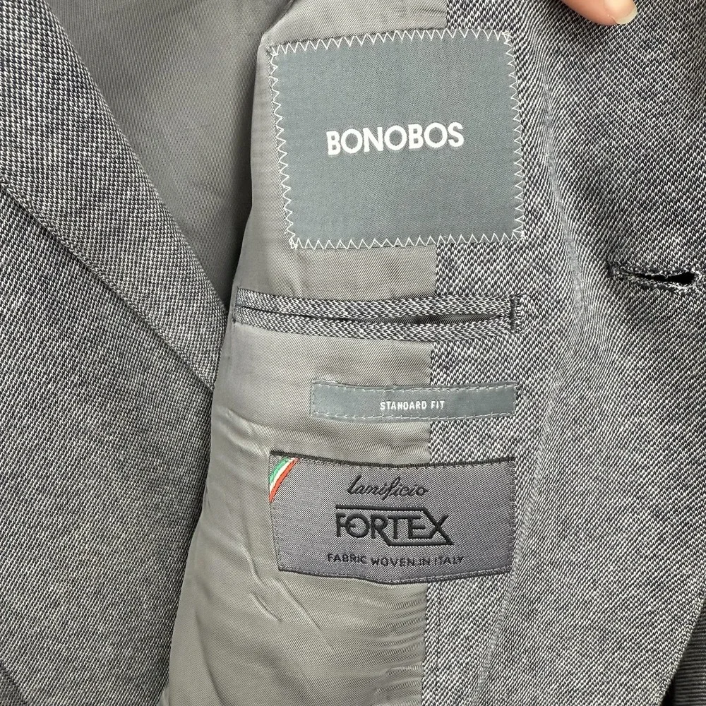 Bonobos Italian Fabric Gray Cotton Sport Coat Blazer Size 38L